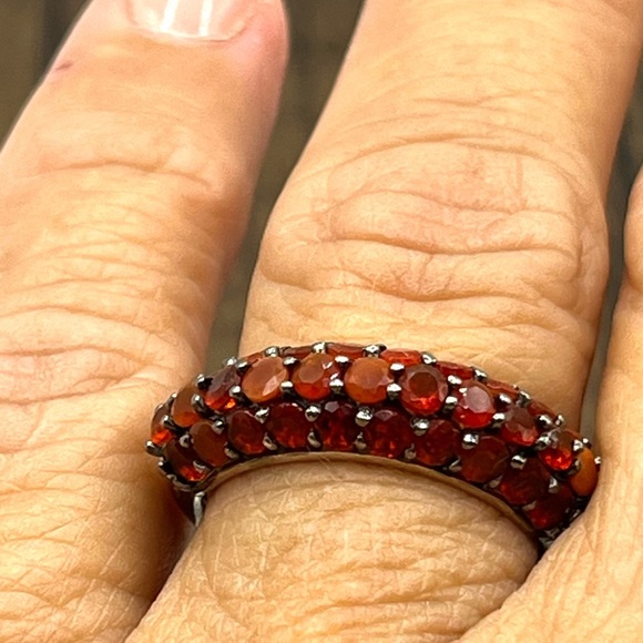 Designer DJoy 925 Sterling Silver Round Garnet Stackable Anniversary Band Ring - Picture 12 of 12